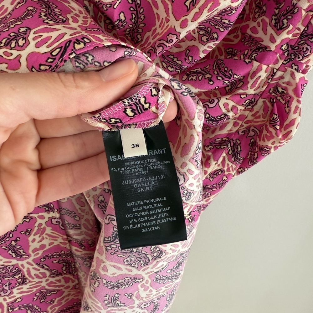 Isabel Marant Gaella Midi Skirt - Fuchsia Print - Silk - FR Size 38/US Size 6 - Picture 6 of 15
